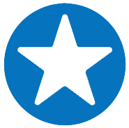 A blue circle with a white star